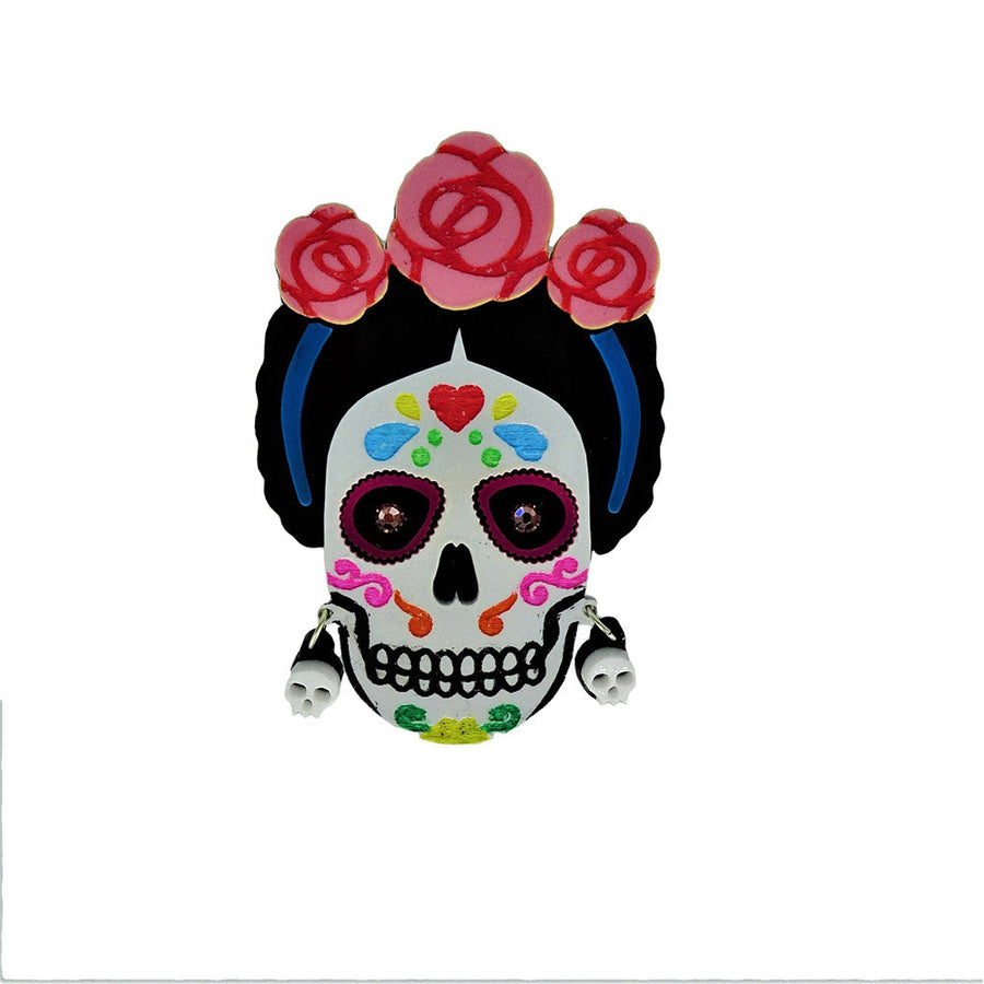 Frida Sugar Skull Brooch by Cherryloco Jewellery 1