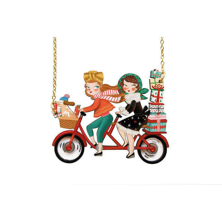 Friends on a Bicycle Necklace by Laliblue