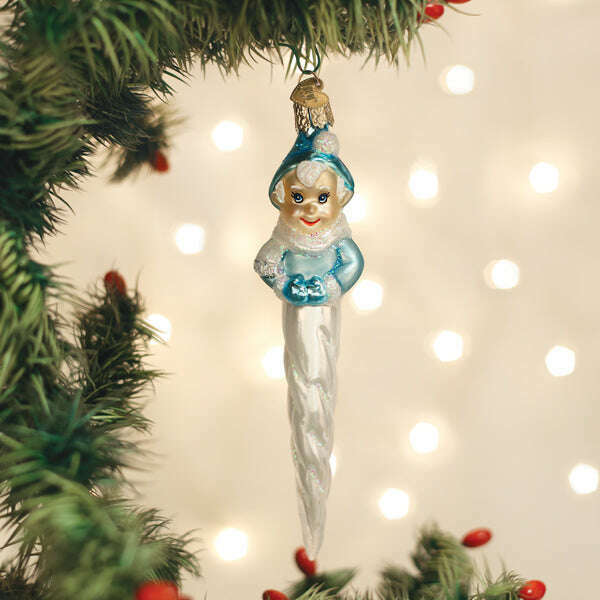 Old World Christmas Frosty Elf Icicle Blown Glass Ornament