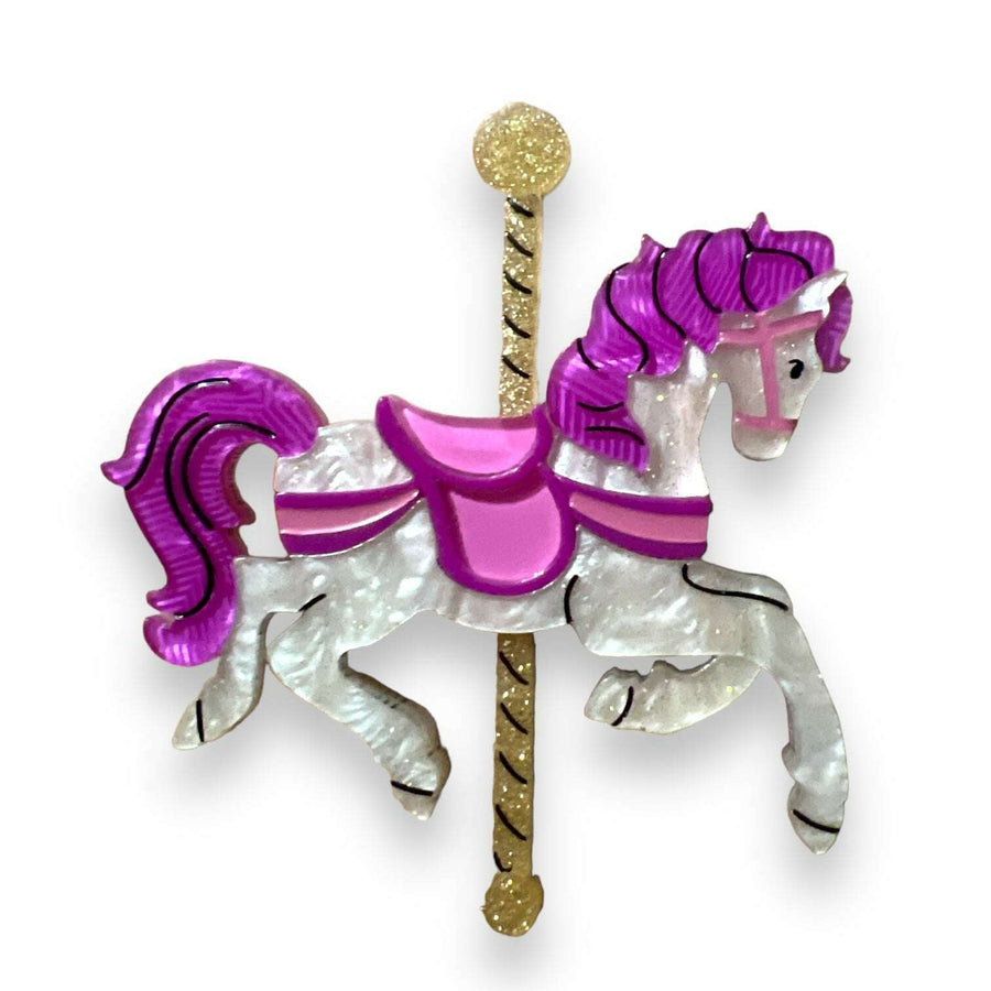 Funfair Carousel Horse Acrylic Brooch by Lipstick & Chrome x Makokot – view 2