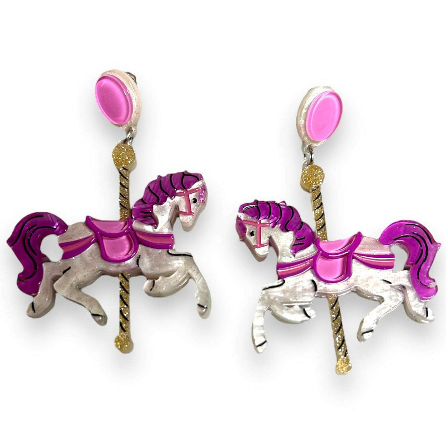 Funfair Carousel Horse Acrylic Earrings by Lipstick & Chrome x Makokot – view 2