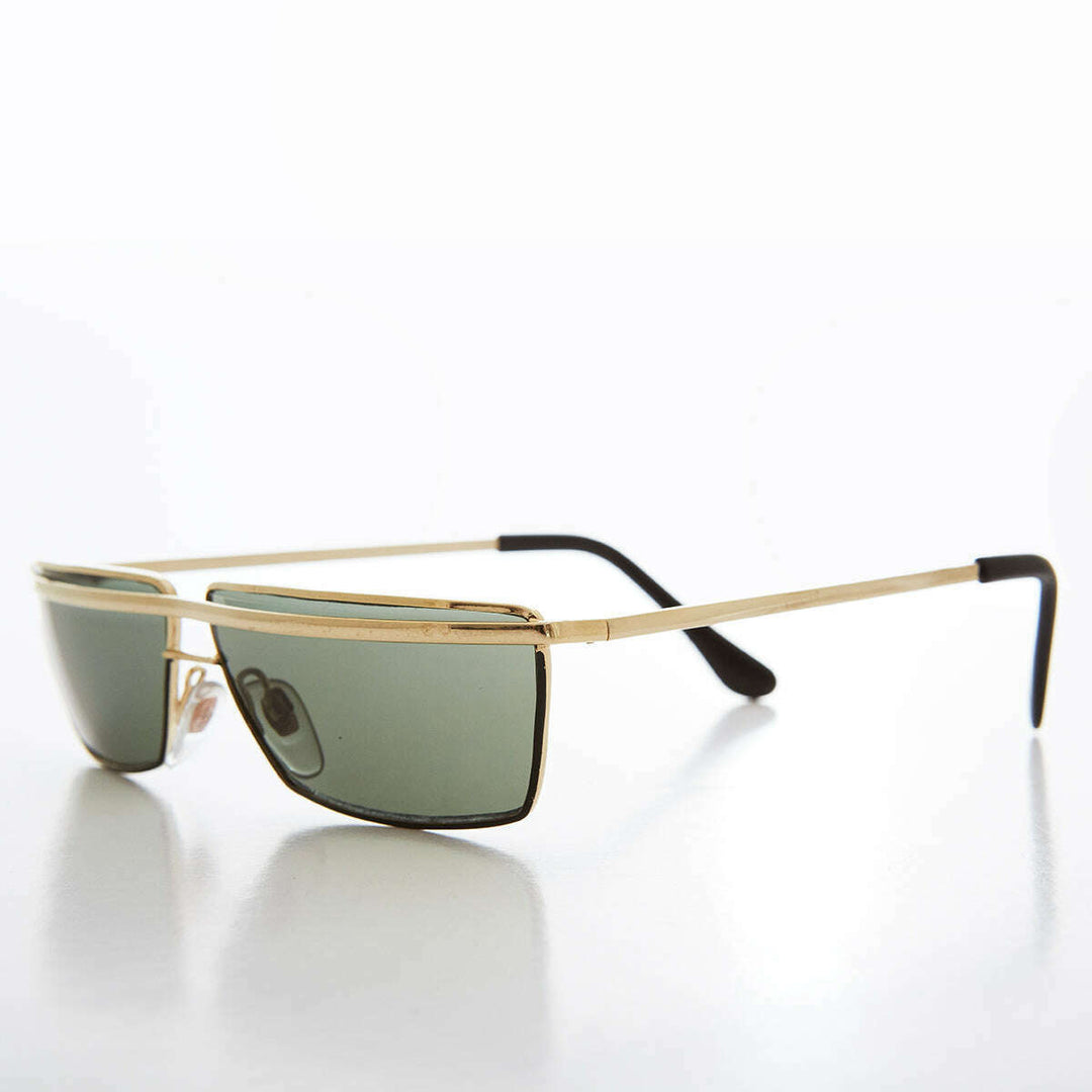 Futuristic Rectangle Gold Brow Sunglasses - Tilly