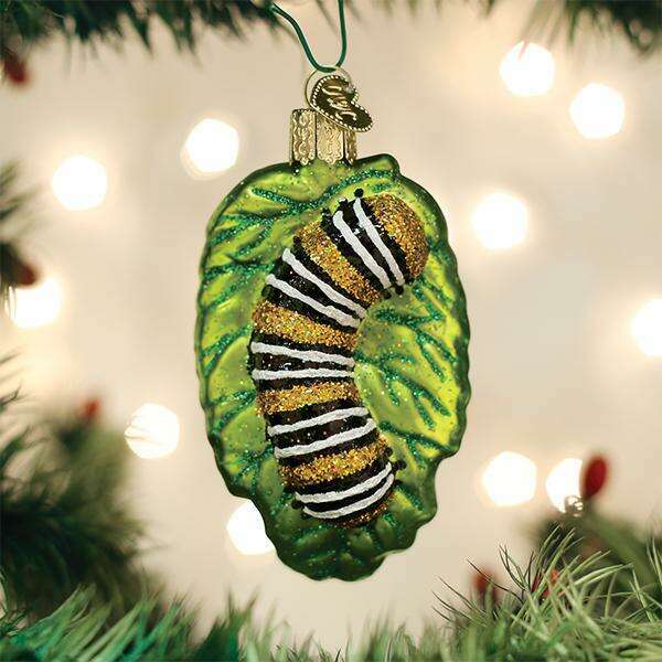 Old World Christmas Fuzzy Caterpillar Blown Glass Ornament