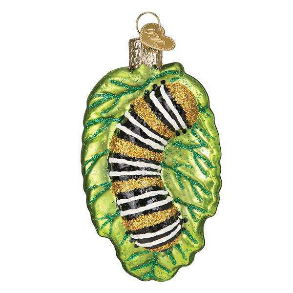 Old World Christmas Fuzzy Caterpillar Blown Glass Ornament