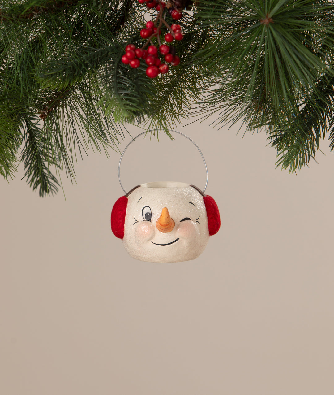 Winking Snowman Bucket by Bethany Lowe Designs, christmas decor