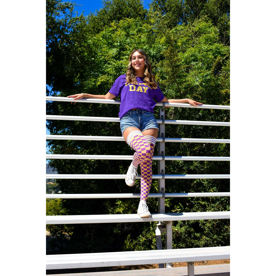 Game Day! - Purple & Gold Thigh-Highs