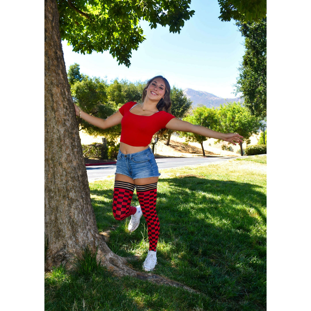 Game Day! - Red & Black Thigh-Highs