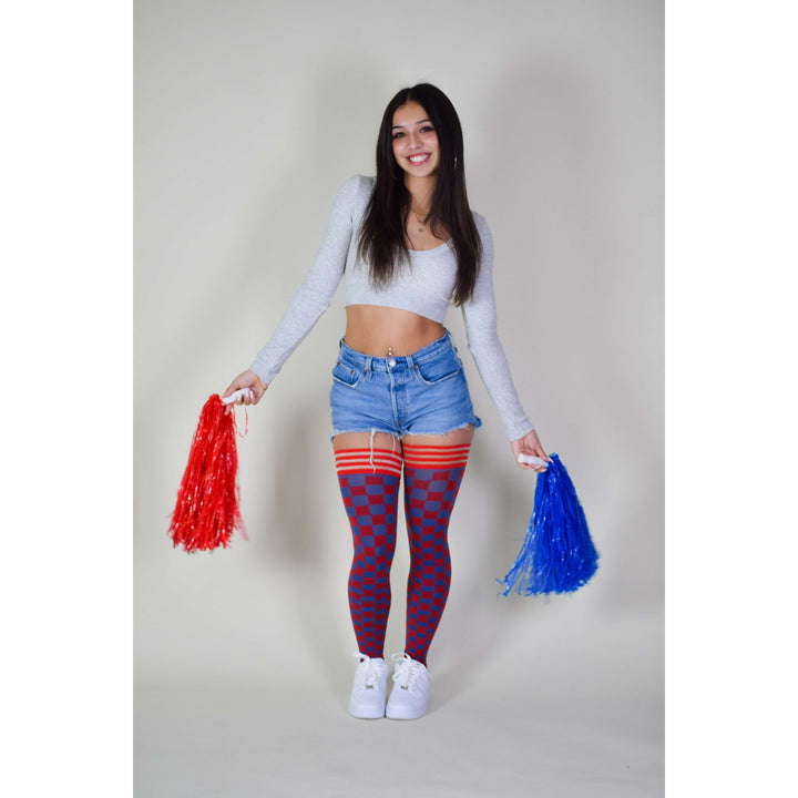 Game Day! - Red & Navy Thigh-Highs