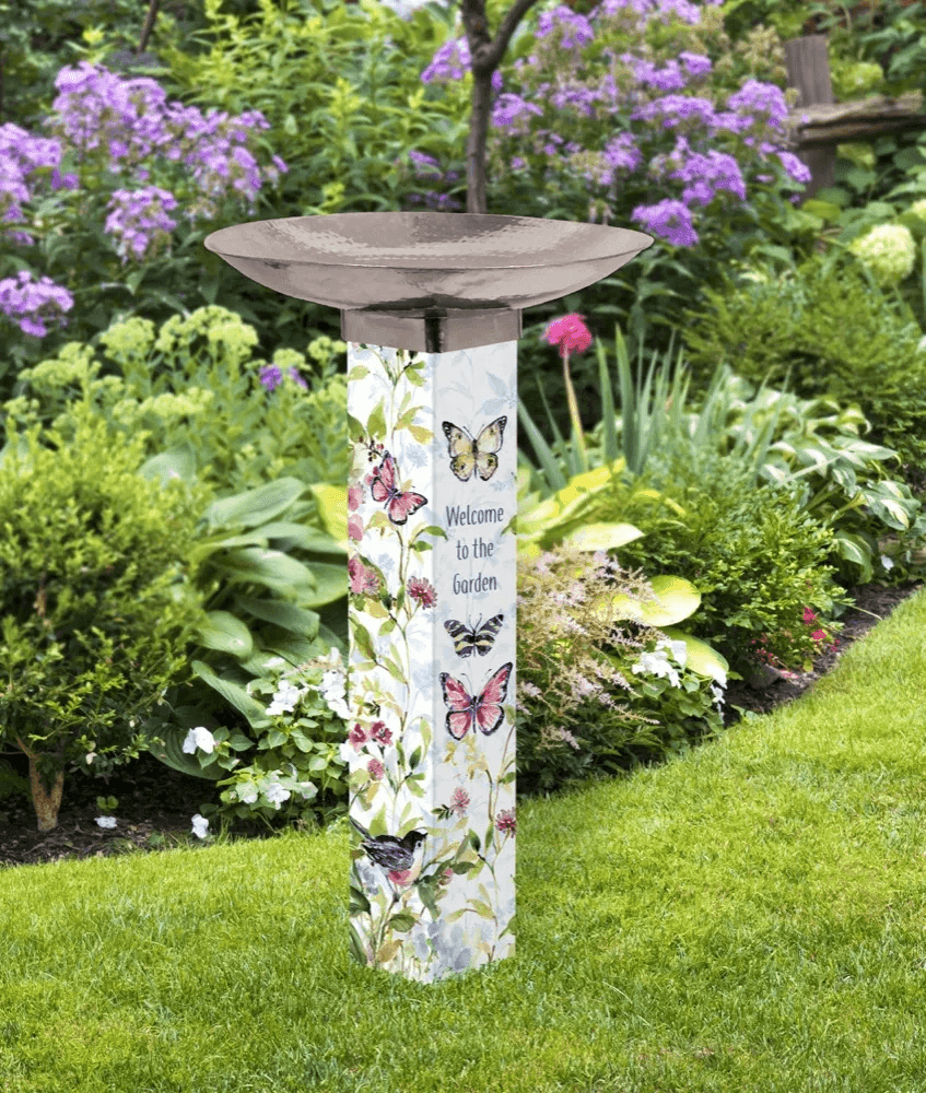 Garden Song Bird Bath Art Pole w/ Stainless Steel Topper - Quirks!