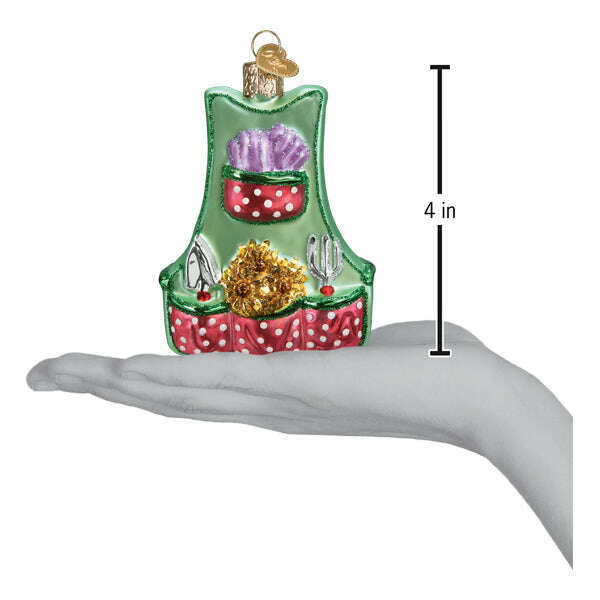 Old World Christmas Gardening Apron Blown Glass Ornament