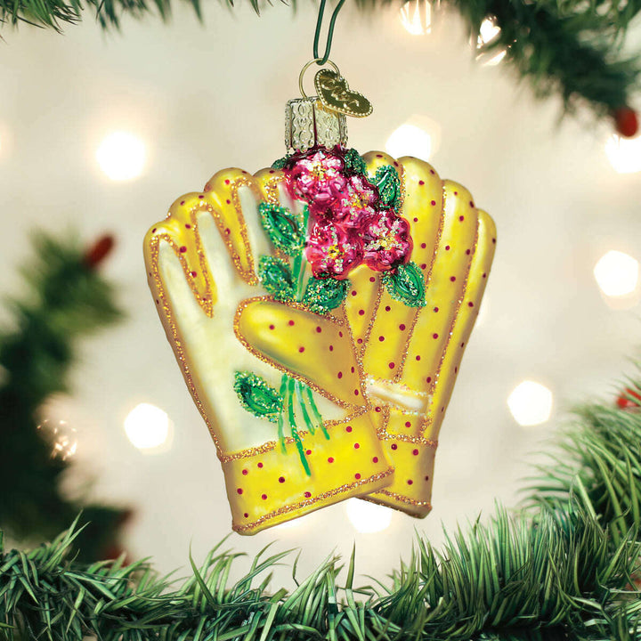 Old World Christmas Gardening Gloves Blown Glass Ornament
