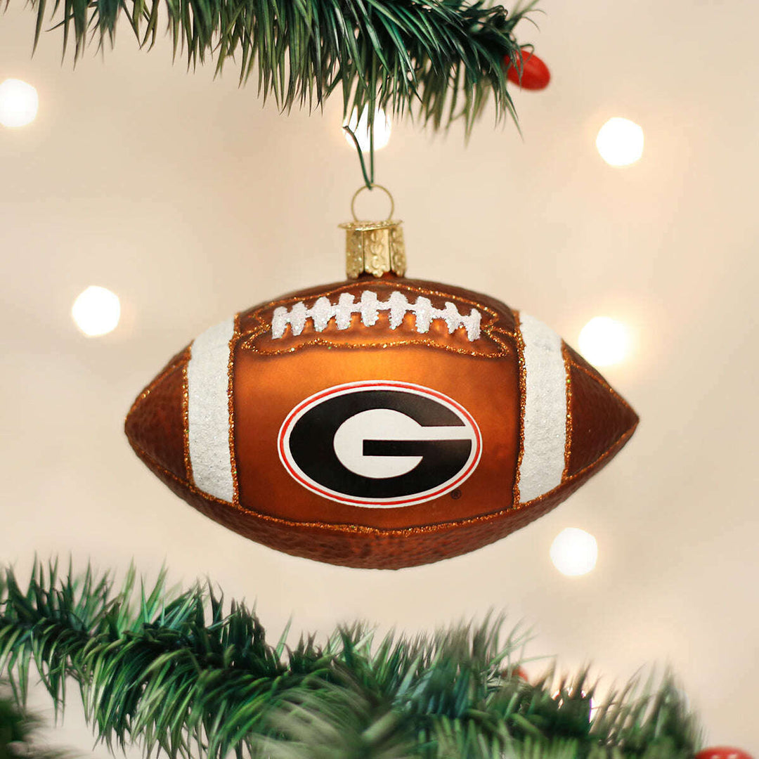 Old World Christmas Georgia Football Blown Glass Ornament