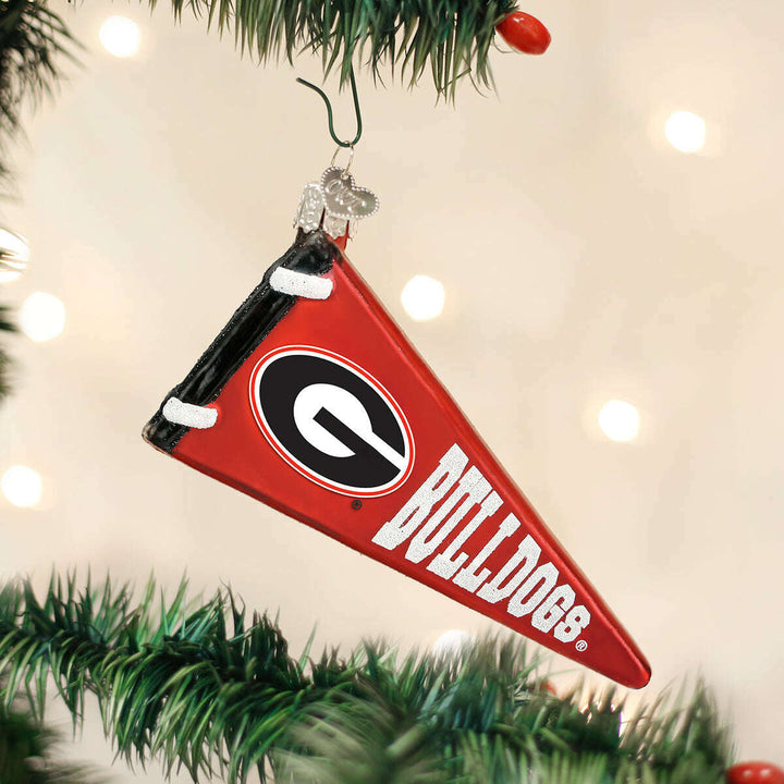 Old World Christmas Georgia Pennant Blown Glass Ornament
