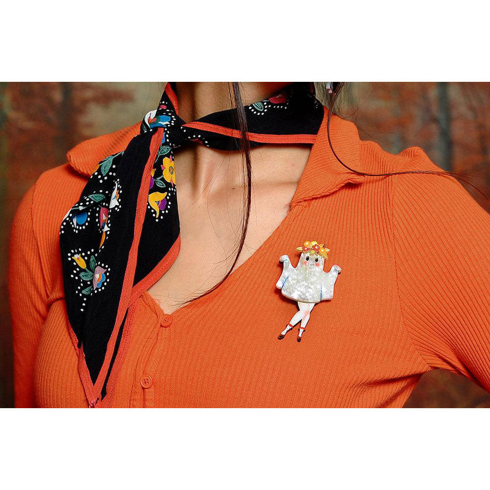 Ghost Brooch With Flowers by Laliblue image 1