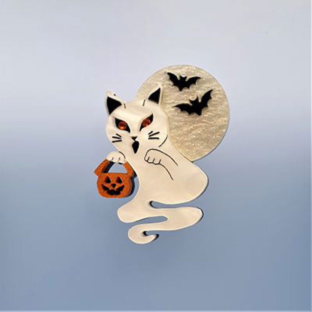 Ghost Kitty Brooch by Cherryloco Jewellery 2