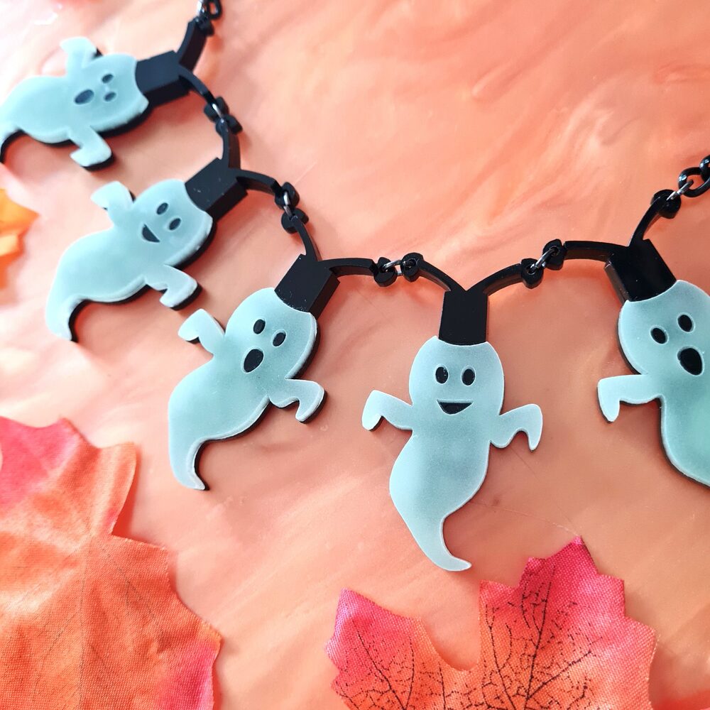 Ghost Lights Glow in The Dark Charm Necklace by Cherryloco Jewellery 1