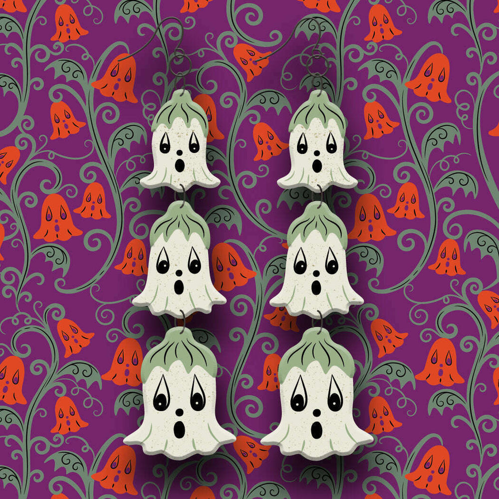 Ghostie Garden Dangle Bell Earrings by Johanna Parker x Lipstick & Chrome – view 2