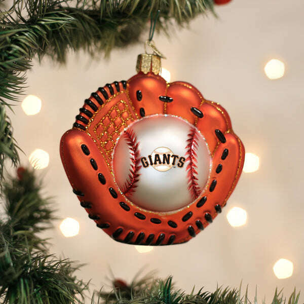 Old World Christmas Giants Baseball Mitt Blown Glass Ornament