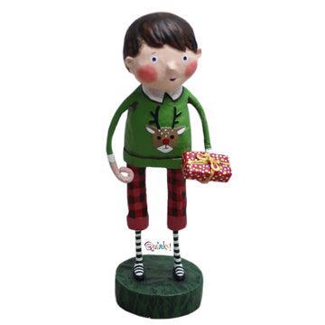 Gift Exchange Boy Christmas Figurine by Lori Mitchell - Quirks!