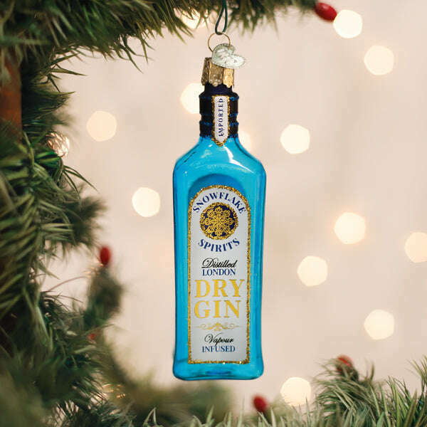 Old World Christmas Gin Bottle Blown Glass Ornament