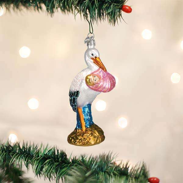 Old World Christmas Girl Bundle of Joy Blown Glass Ornament
