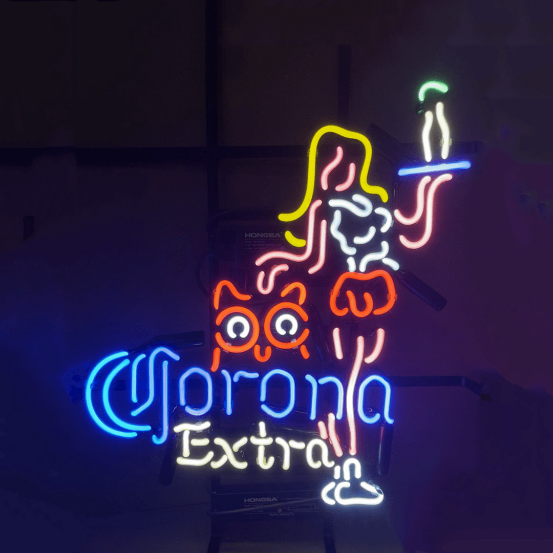 Girl Corona Extra with Hooters Neon Signs