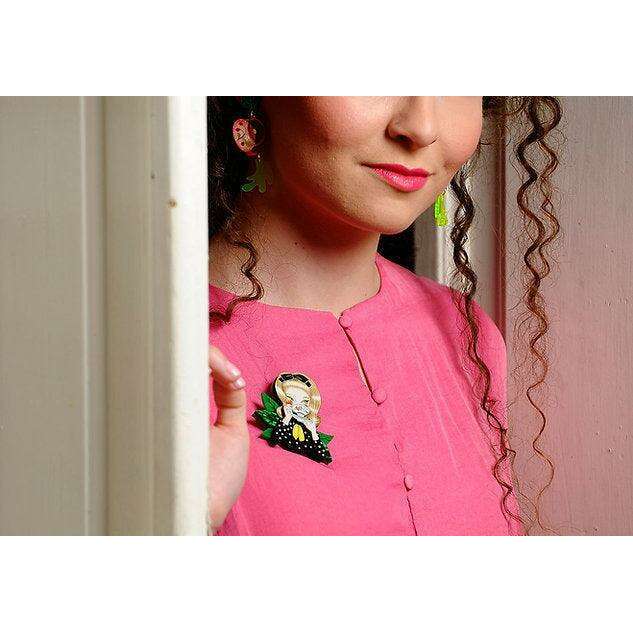Girl Drinking Tea Brooch by LaliBlue - Quirks!