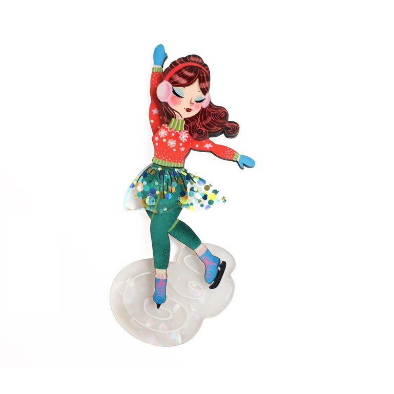 Girl Ice Skating Brooch by Laliblue 
