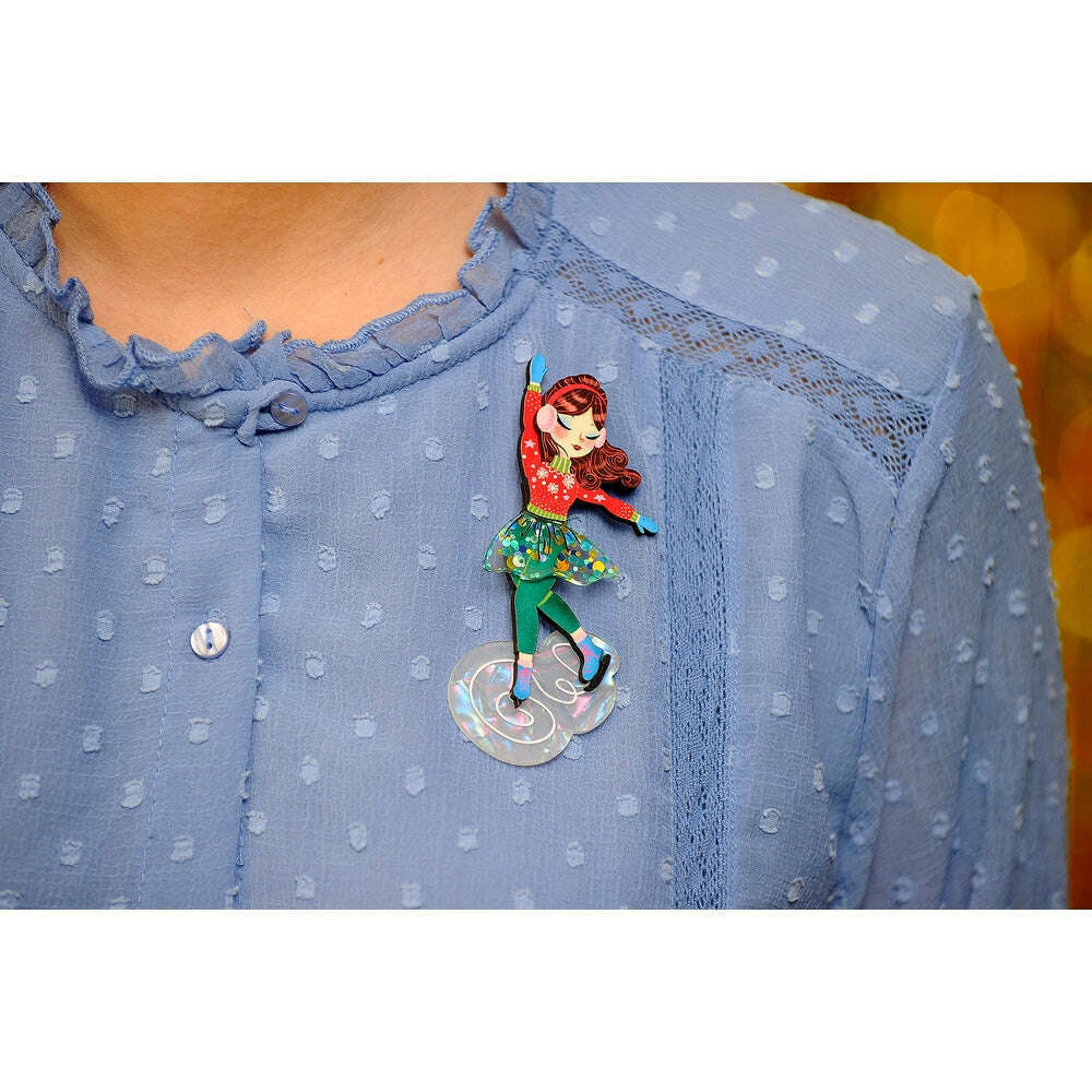 Girl Ice Skating Brooch by Laliblue – view 2