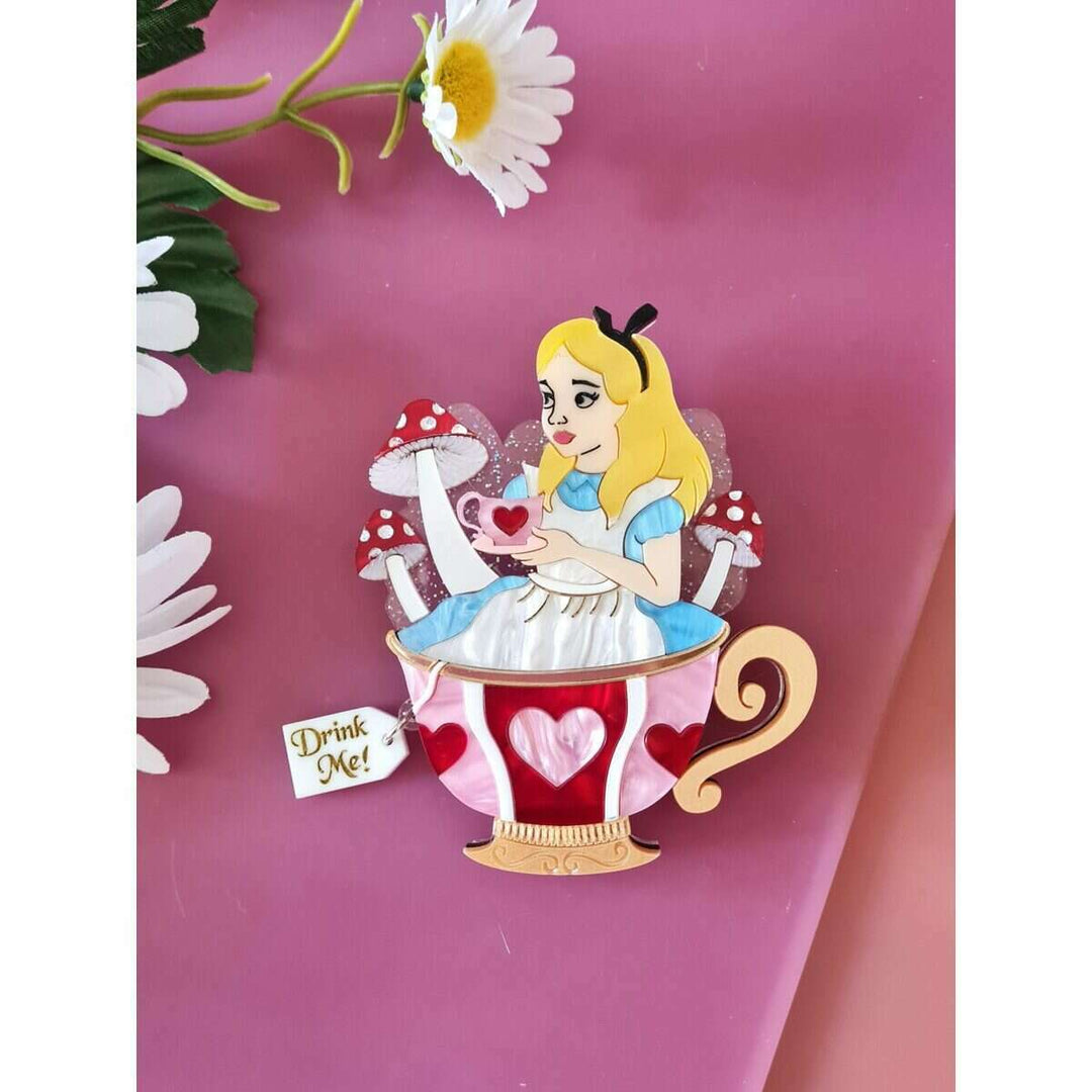 Girl in a teacup brooch or necklace 