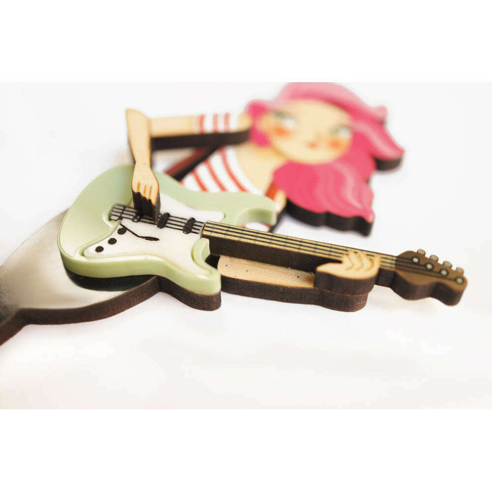 Girl playing the electric bass Brooch by Laliblue 1