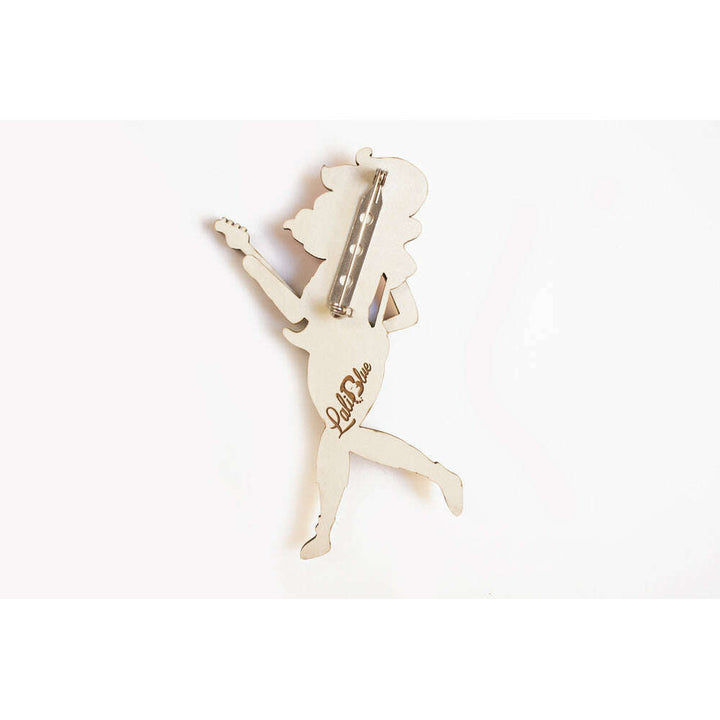 Girl playing the electric bass Brooch by Laliblue 2