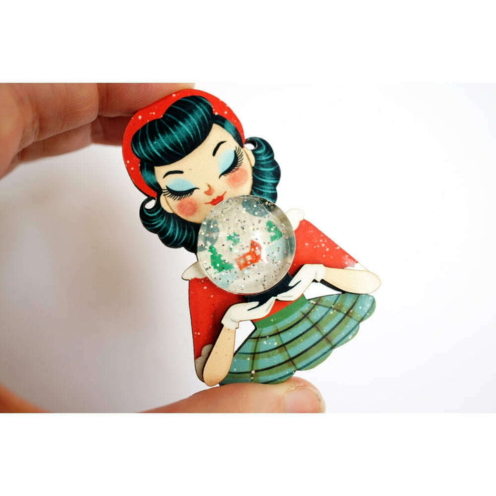 Girl with A Snow Globe Brooch by Laliblue – view 3