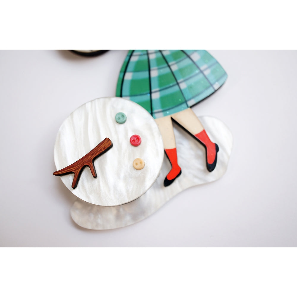 Girl with A Snowman Brooch by Laliblue 4
