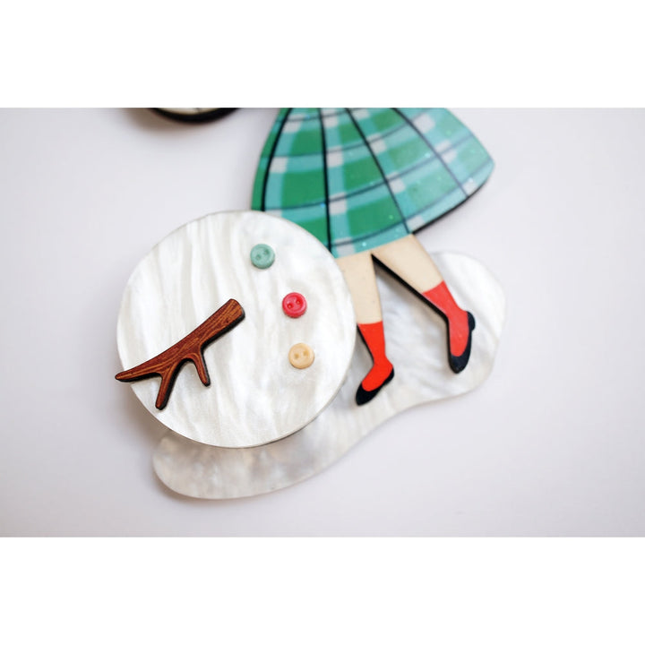 Girl with A Snowman Brooch by Laliblue 4