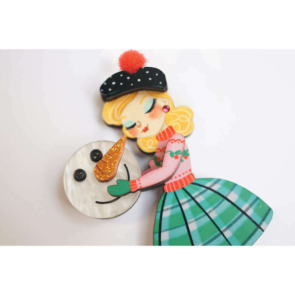 Girl with A Snowman Brooch by Laliblue – view 3