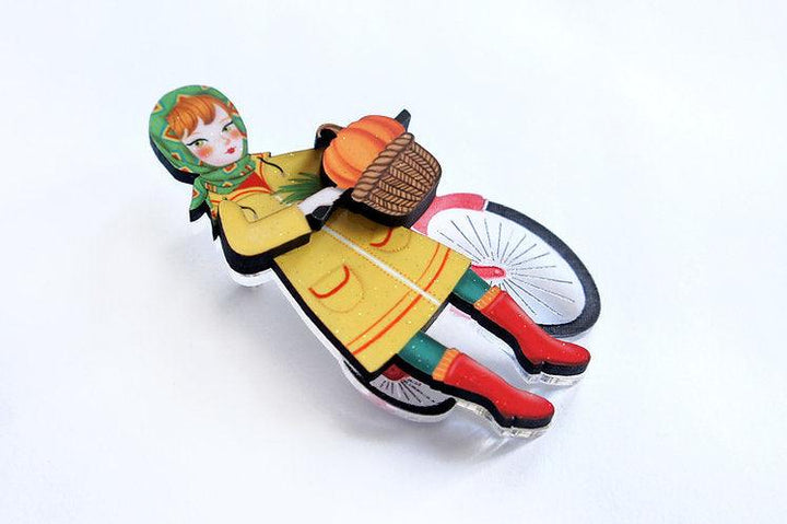 Girl with bicycle brooch by LaliBlue - Quirks!