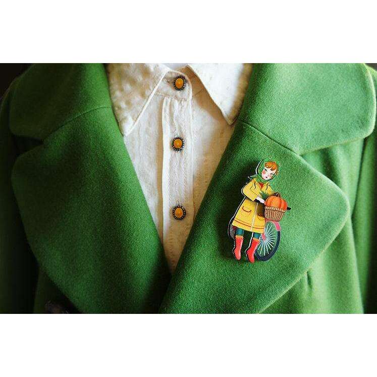 Girl with bicycle brooch by LaliBlue - Quirks!