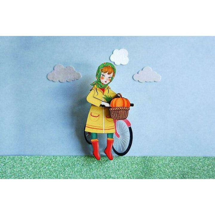 Girl with bicycle brooch by LaliBlue - Quirks!