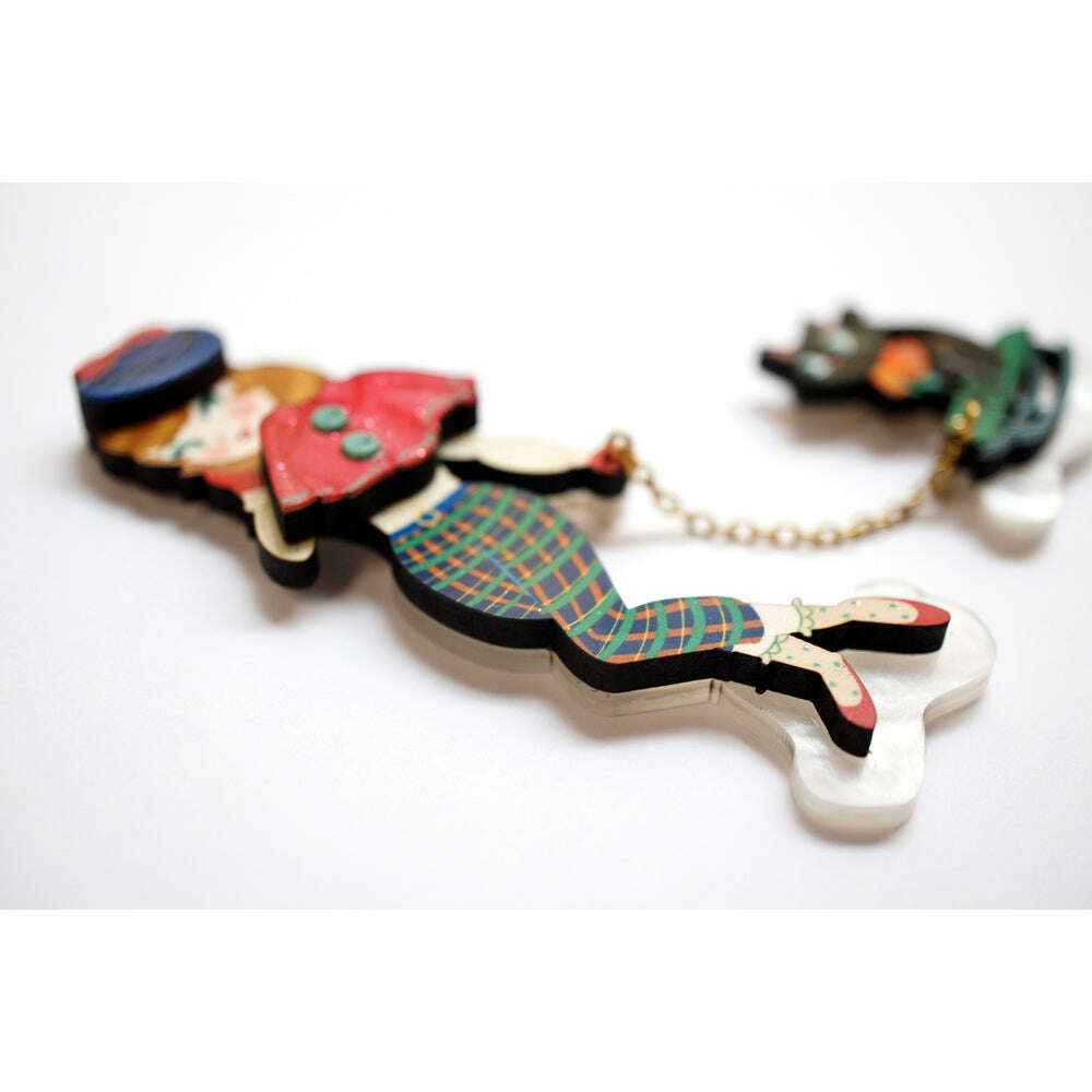 Girl with Cat on Sled Brooch by Laliblue – view 4