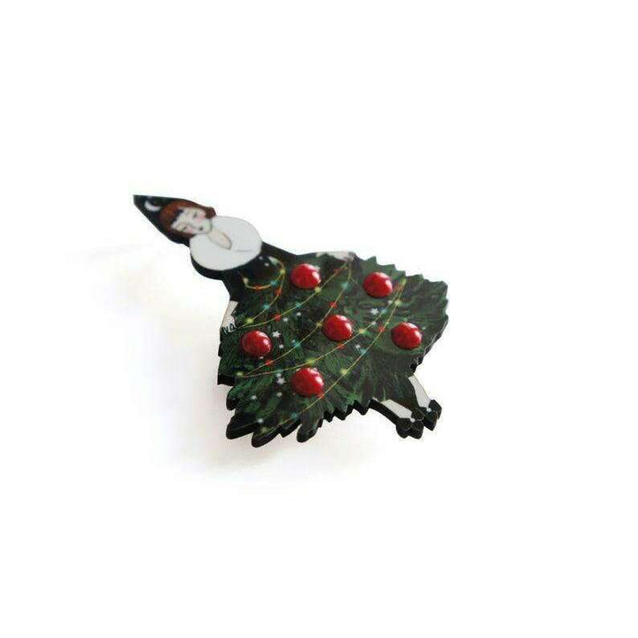 Girl with Christmas Tree Dress Brooch by Laliblue - Quirks!