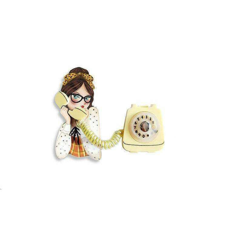 Girl with Phone Collar Brooch by Laliblue - Quirks!