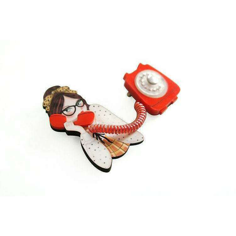 Girl with Phone Collar Brooch by Laliblue - Quirks!