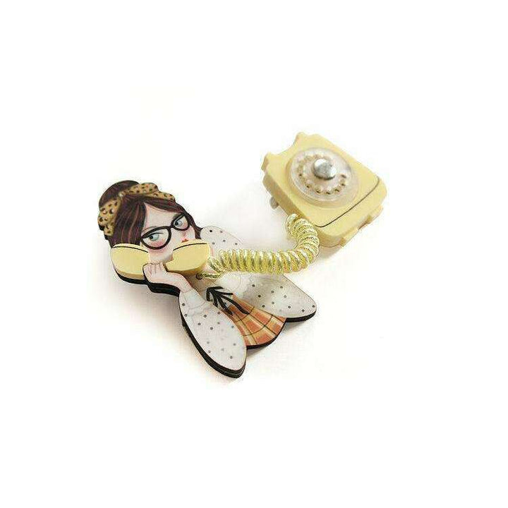 Girl with Phone Collar Brooch by Laliblue - Quirks!