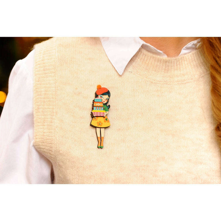 Girl with Retro Pyrex Containers Brooch by Laliblue – view 2