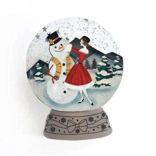 Girl with Snowman Snow Globe Brooch by Laliblue - Quirks!