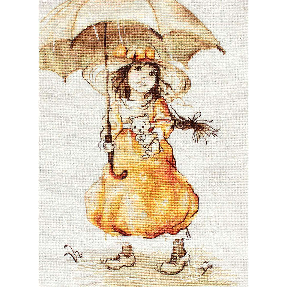 Girl with Umbrella B1065L Counted Cross-Stitch Kit