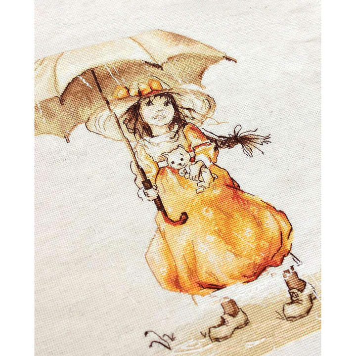Girl with Umbrella B1065L Counted Cross-Stitch Kit