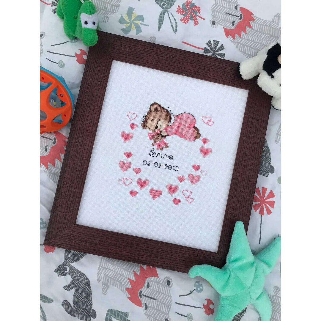 Girls Birth Announcement R1123 Counted Cross Stitch Kit