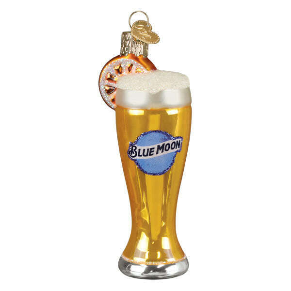 Old World Christmas Glass Of Blue Moon Beer Blown Glass Ornament